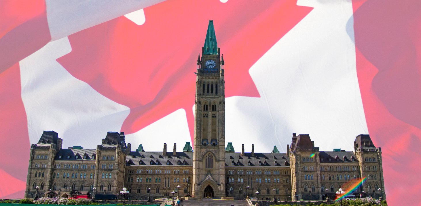 Canada's Parliament with Flag of Canada